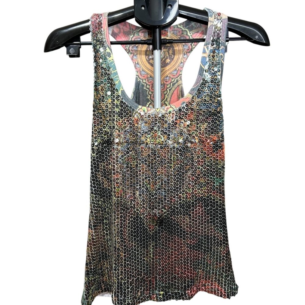 GUC Body Central Colorful Sequin Sleeveless Razorback Tank Retro Y2K Medium